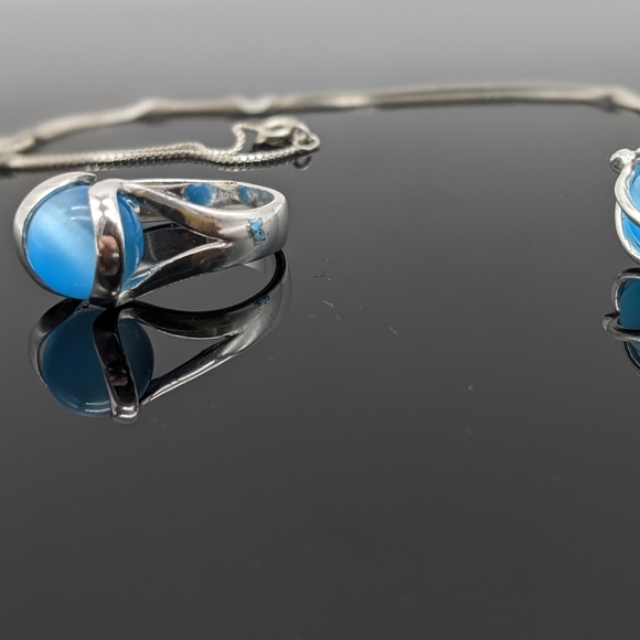 Sterling Silver "Colors of Life" Set Ring and necklace. - Picture 2 of 8